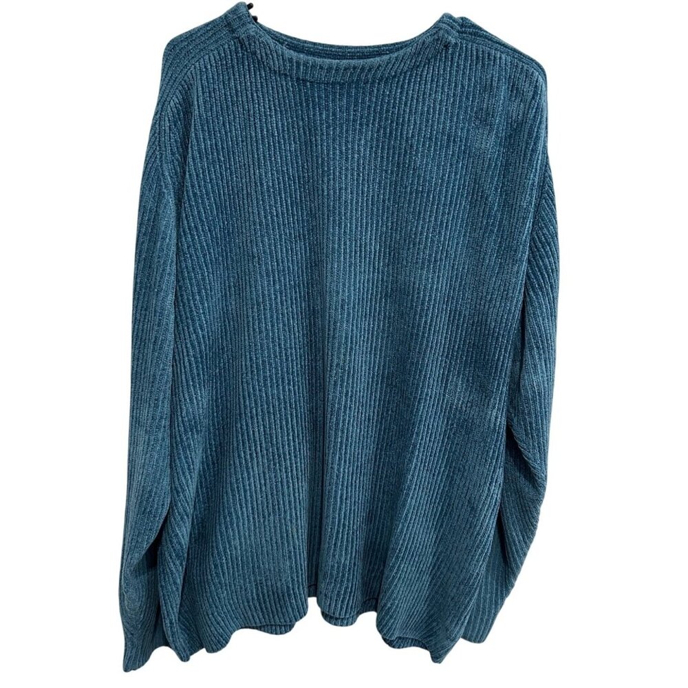 Barry Bricken Neiman Marcus Acrylic Blue Ribbed Knit Sweater Sz XL